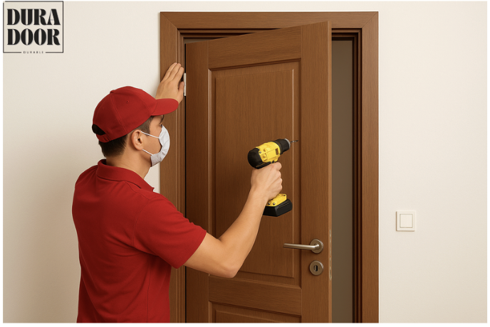 cửa composite lắp đặt tại nhà